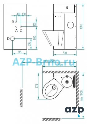 Безопасный нержавеющий комплект унитаз с раковиной и питьевым фонтанчиком BSK 02 AZP Brno Чехия (фото, схема) Безопасный нержавеющий комплект унитаз с раковиной и питьевым фонтанчиком BSK 02 AZP Brno Чехия (фото, схема)